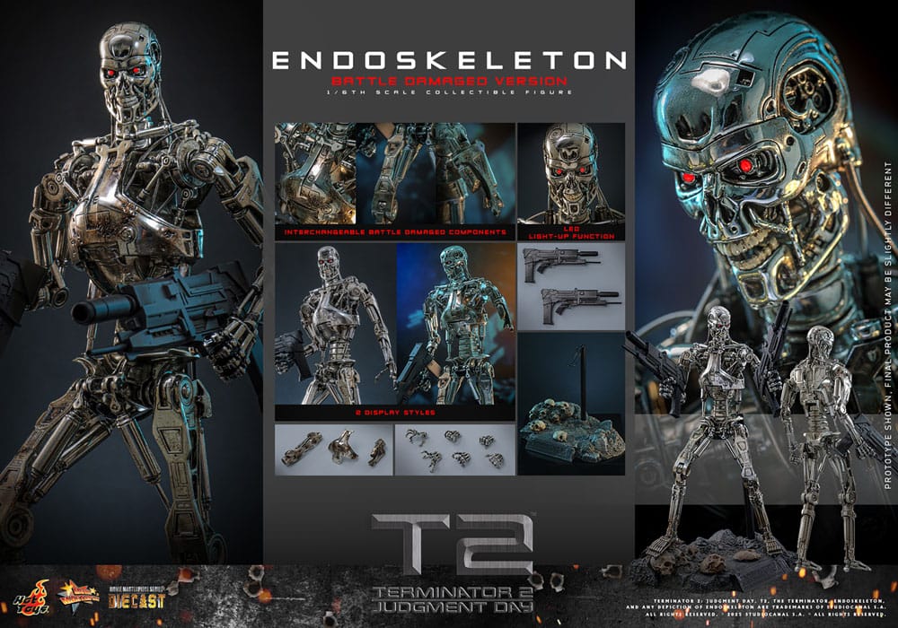 Terminator 2: Judgment Day Movie Masterpiece Die-cast  Action Figure 1/6 Endoskeleton (Battle Damaged Version) 31 cm